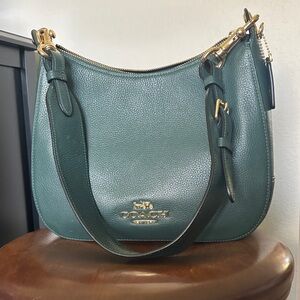 Coach Sage Hutton Leather Shoulder Bag with Gold Accents